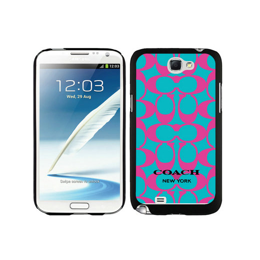 Coach Big Logo Fuchsia Blue Samsung Note 2 Cases DSP - Click Image to Close